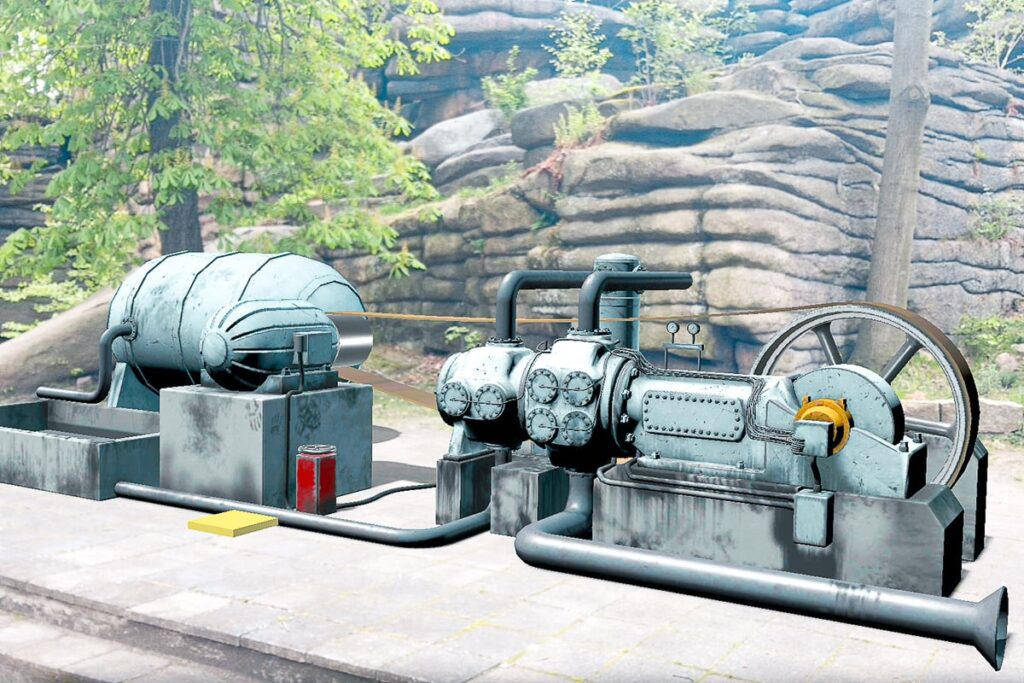 Kompressor als AR-Projektion im AR Museum "AR Maschinen"